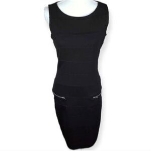 ADRIENNE VITTADINI BLACK BODYCON ZIPPER DRESS SZ.6 EUC.